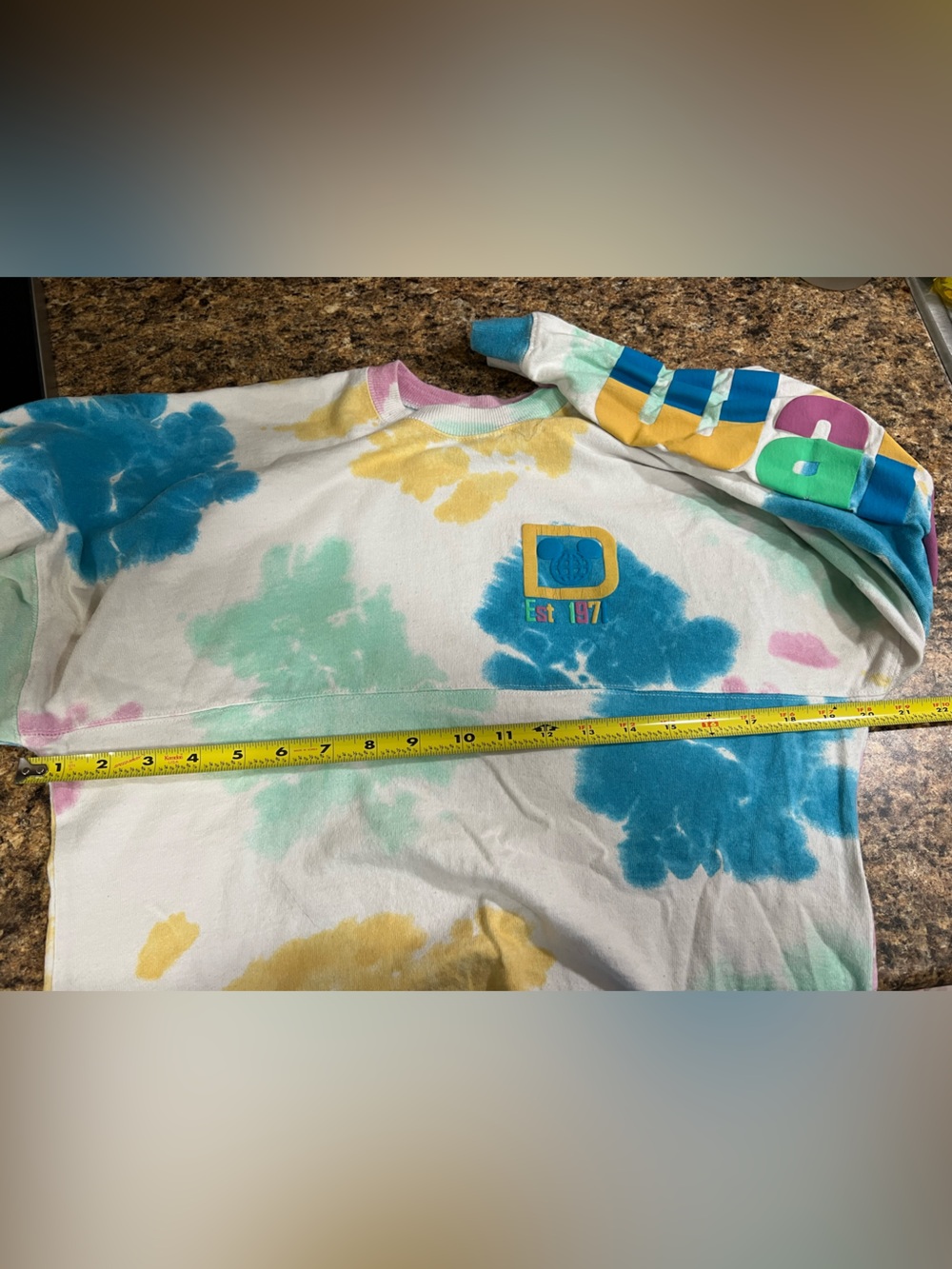 Walt Disney Spirit Jersey Shirt Womens Small White Colorful Tie Dye Lemon Mickey - Picture 6 of 6